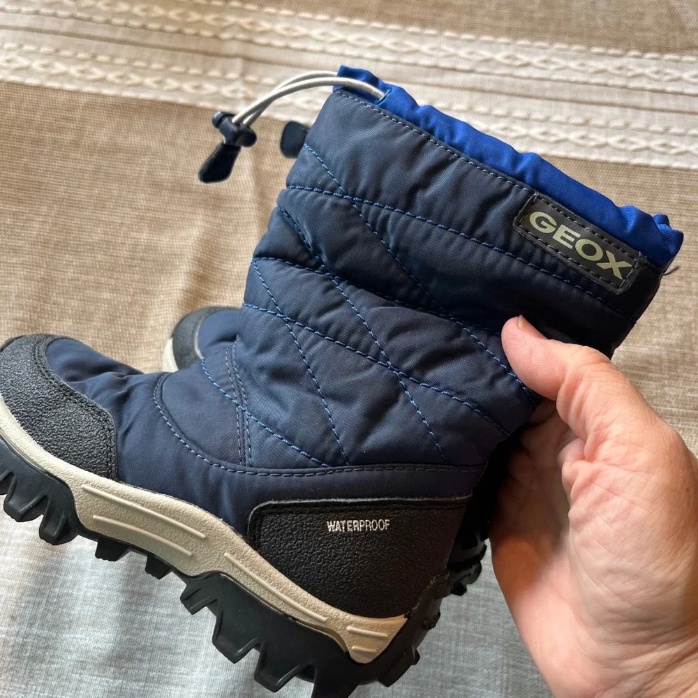 Geox Respira Kids Navy Blue Waterproof Quilted Snow Boots Size US 10 EUR 27